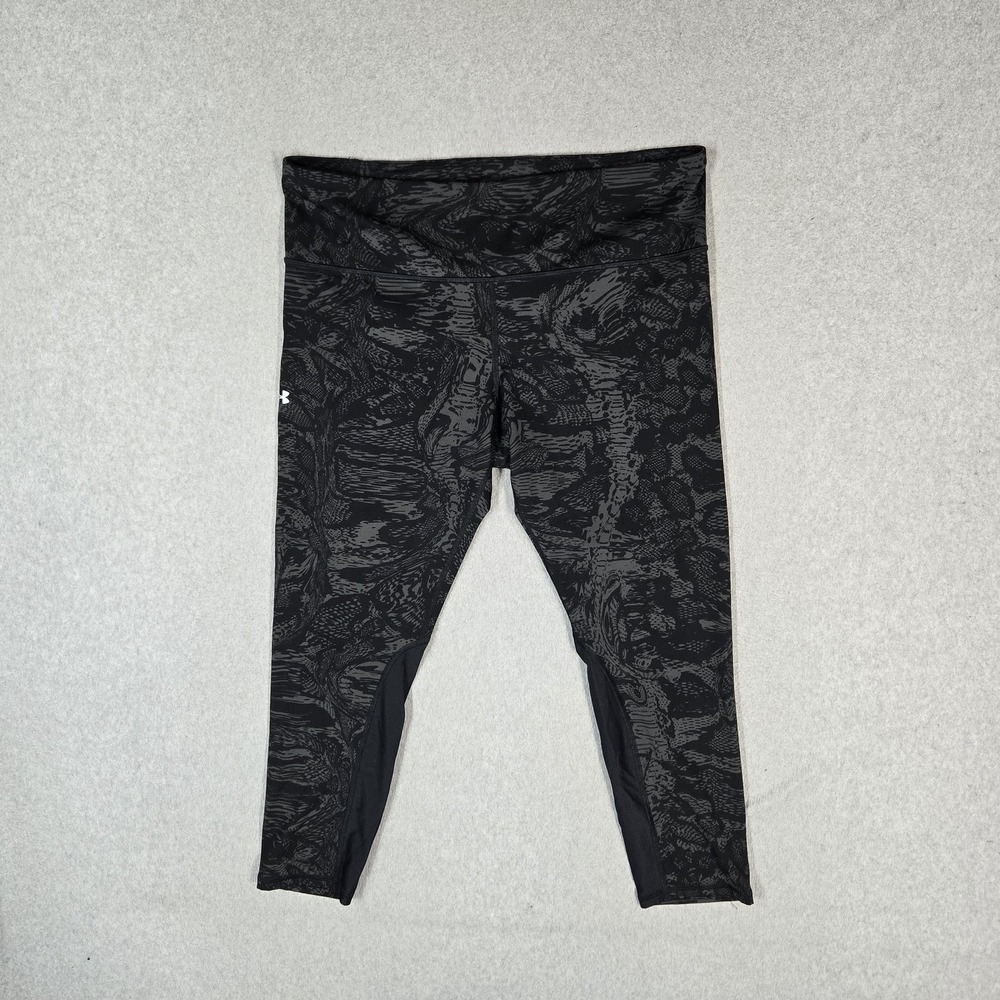 Under Armour Women Activewear Pants XL Black Animal Print Legging Cropped 23"